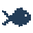 A pixel-art fish, first still, then rippling as if swimming, looping.